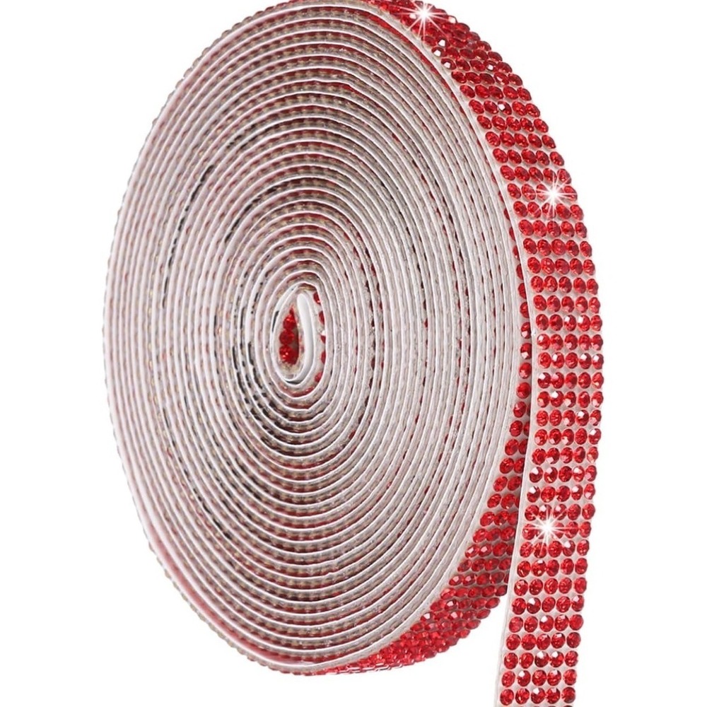 4 Yards of Self Adhesive Crystal Red‎ Rhinestone Ribbon